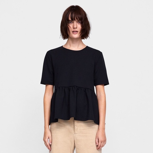 Zara Peplum Top in Black - Picture 1 of 5